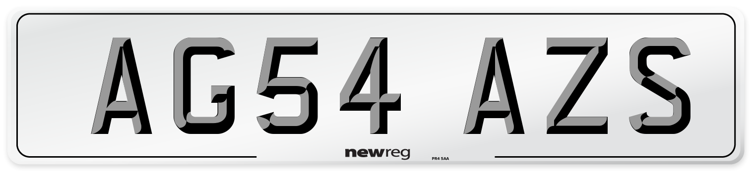 AG54 AZS Number Plate from New Reg